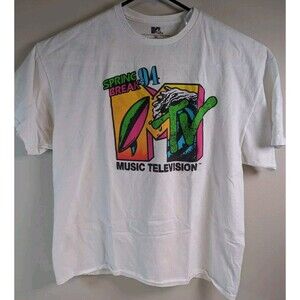 MTV Men's Springbreak 94 Logo T-Shirt White Size XXL